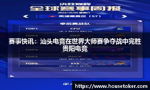 赛事快讯：汕头电竞在世界大师赛争夺战中完胜贵阳电竞
